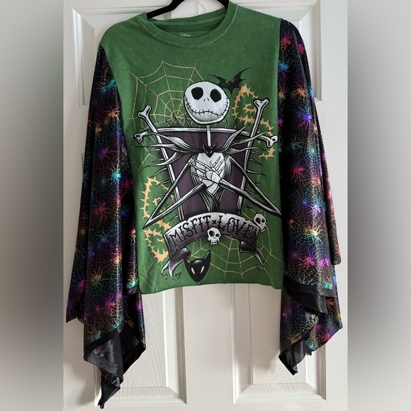 Custom Upcycled Nightmare Before Christmas Kimono Poncho Spider Web Sleeves Top - Picture 3 of 5